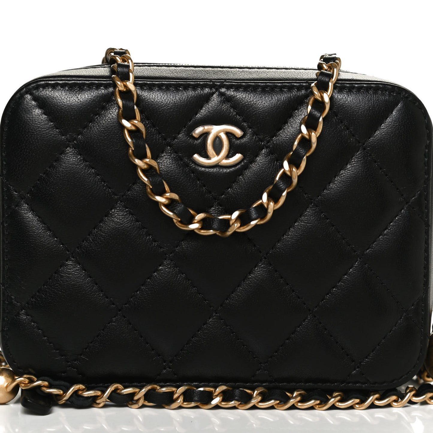 Lambskin Quilted CC Pearl Crush Camera Case Black
