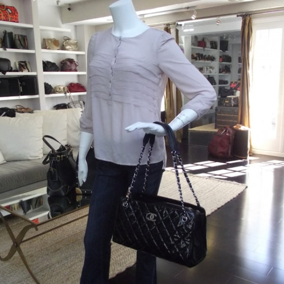 Chanel Patent Quilted Tote Black 2 of 12