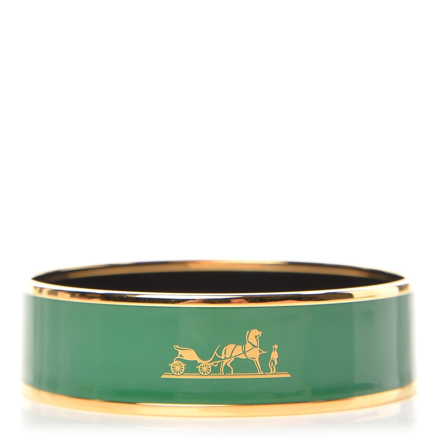 Enamel Wide Caleche Bracelet 65 Vert Sapin