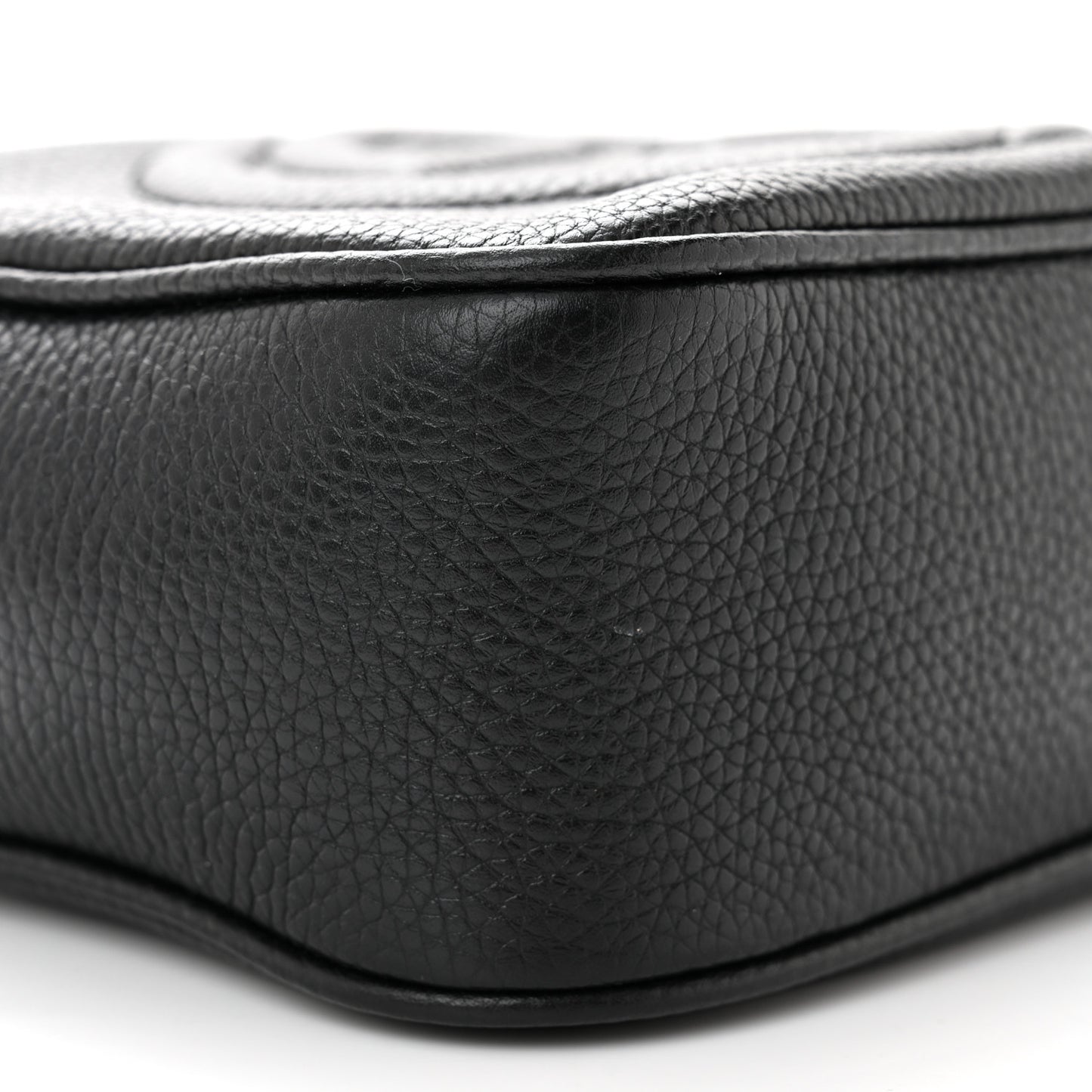 Pebbled Calfskin Small Soho Disco Bag Black