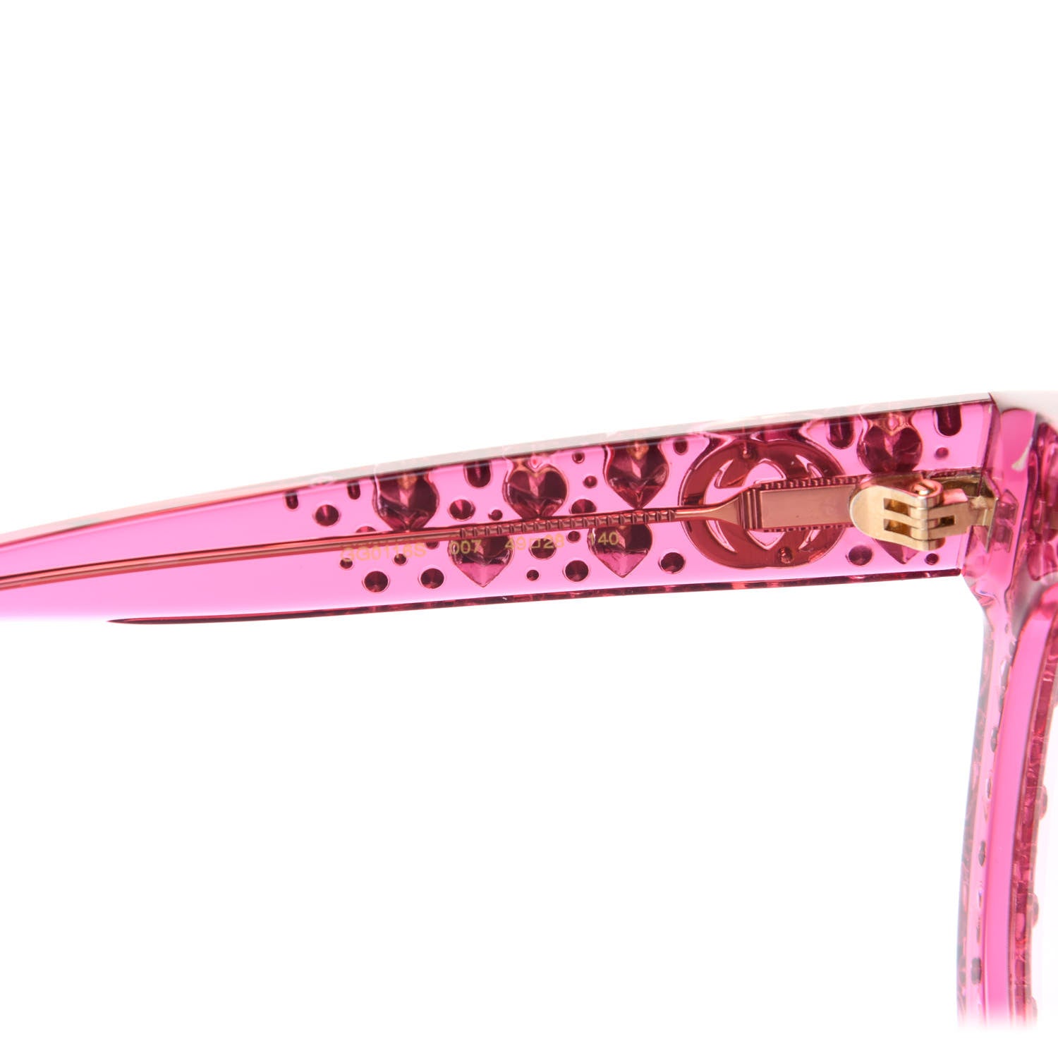 Gucci Acetate Crystal Heart GG0116S Sunglasses Fuchsia 6 of 8