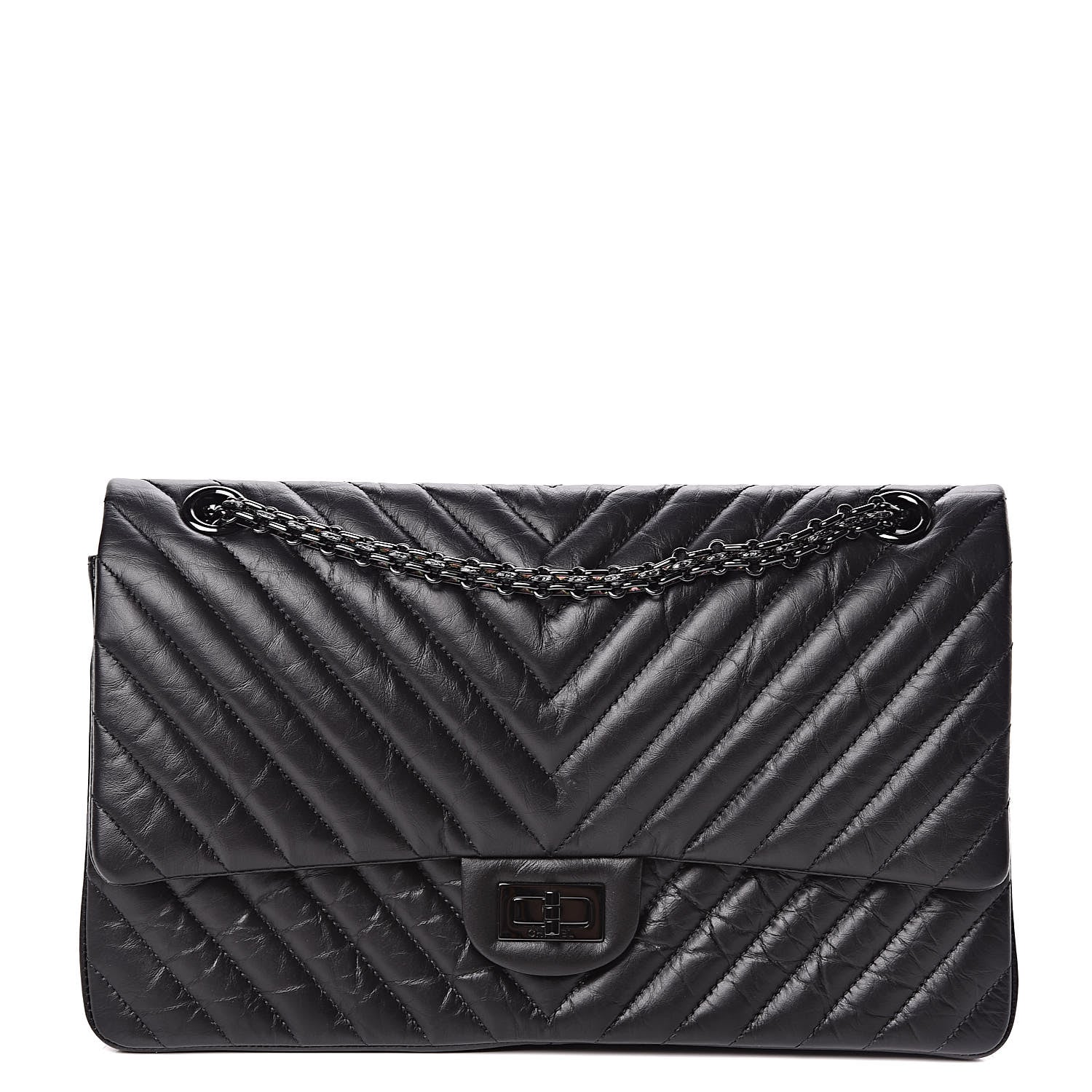 Chanel Aged Calfskin Chevron Quilted 2.55 Reissue 226 So Black 1 of 14
