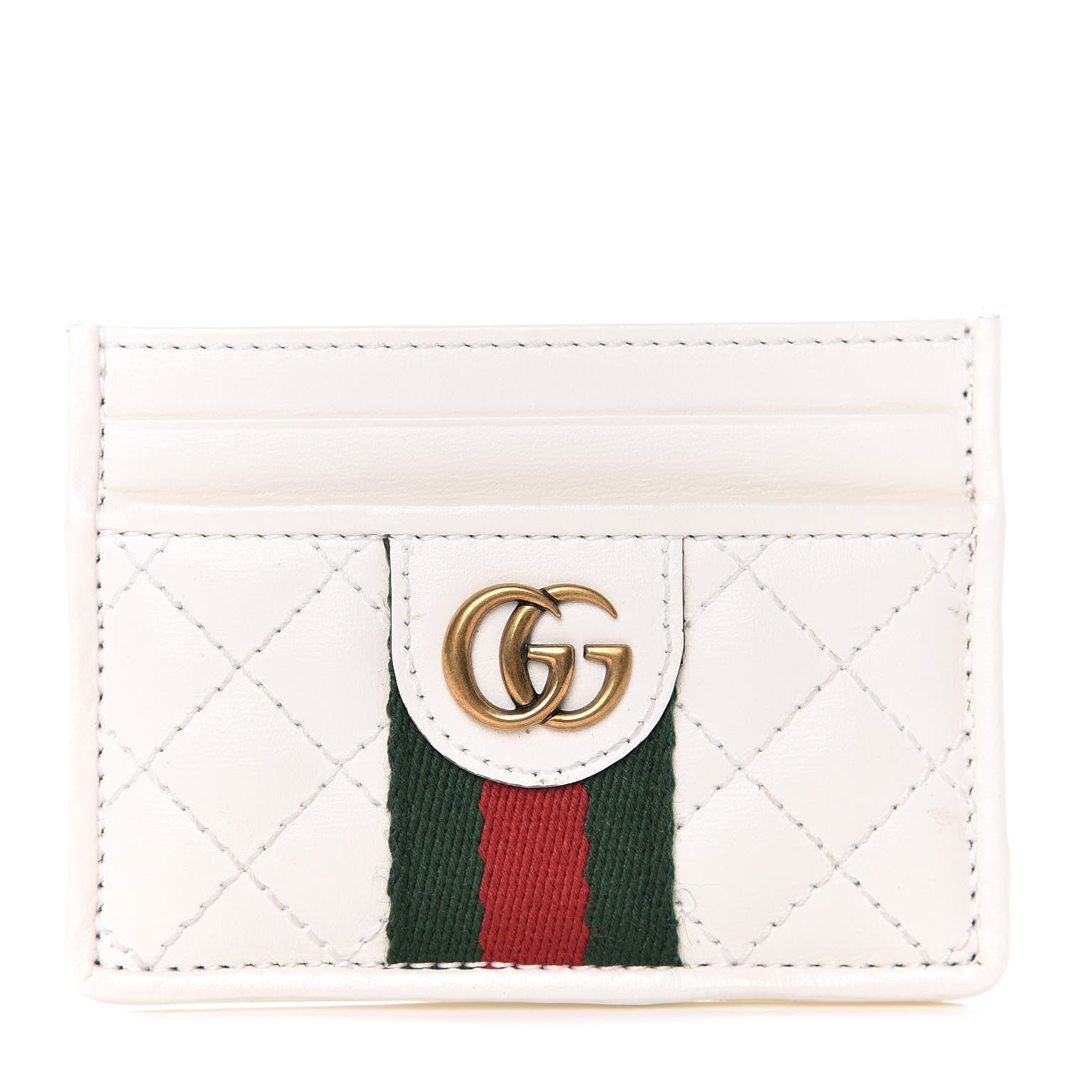 Gucci Calfskin Web Stitched Ophidia Card Holder Off White 1 of 7