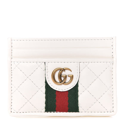Gucci Calfskin Web Stitched Ophidia Card Holder Off White 1 of 7
