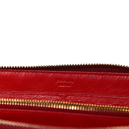 Prada Vitello Daino Metal Zip Around Wallet Rosso 10 of 16