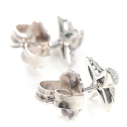 David Yurman Sterling Silver Diamond 8mm X Earrings 4 of 4