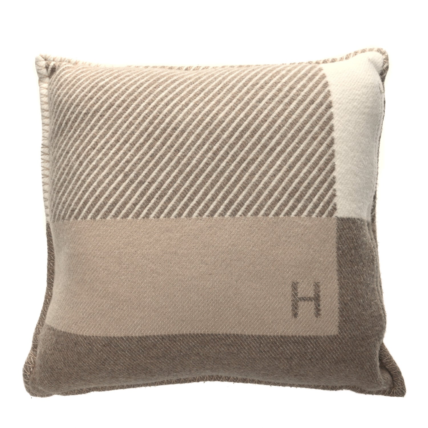 Hermes Wool Cashmere H Riviera Pillow Seigle 2 of 3