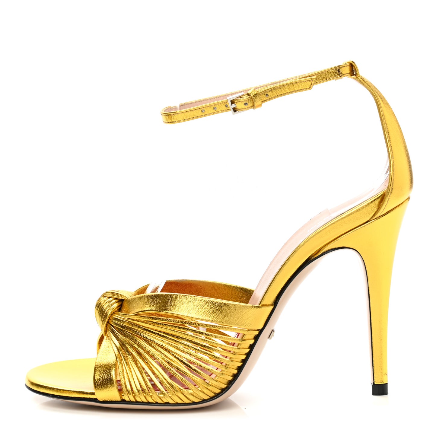 Metallic Nappa Crawford Knot Ankle Strap Sandals 37.5 Gold