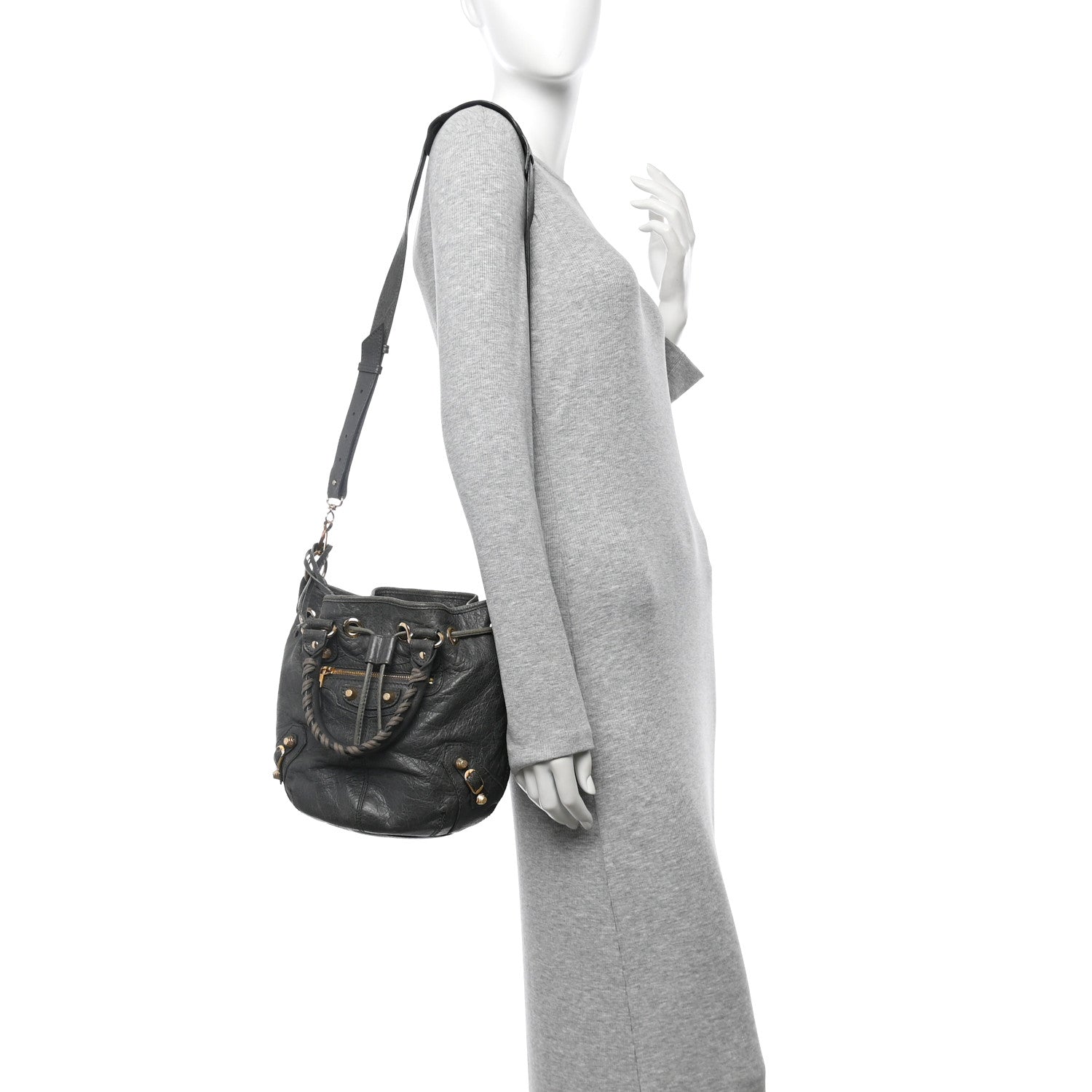 Balenciaga Agneau Giant 12 Gold Hardware Mini Pompon Gris Tarmac 2 of 15