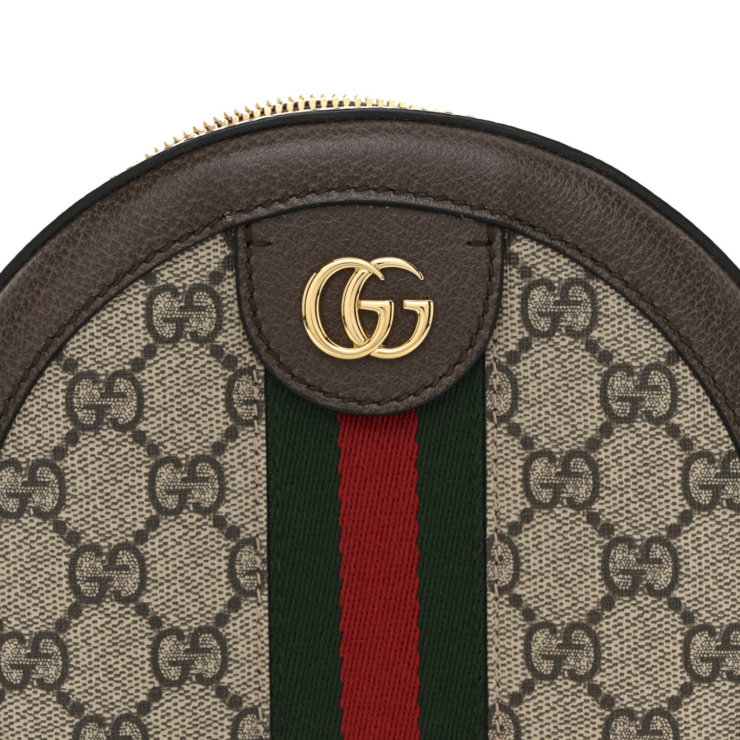 GG Supreme Monogram Web Mini Ophidia Round Shoulder Bag Brown