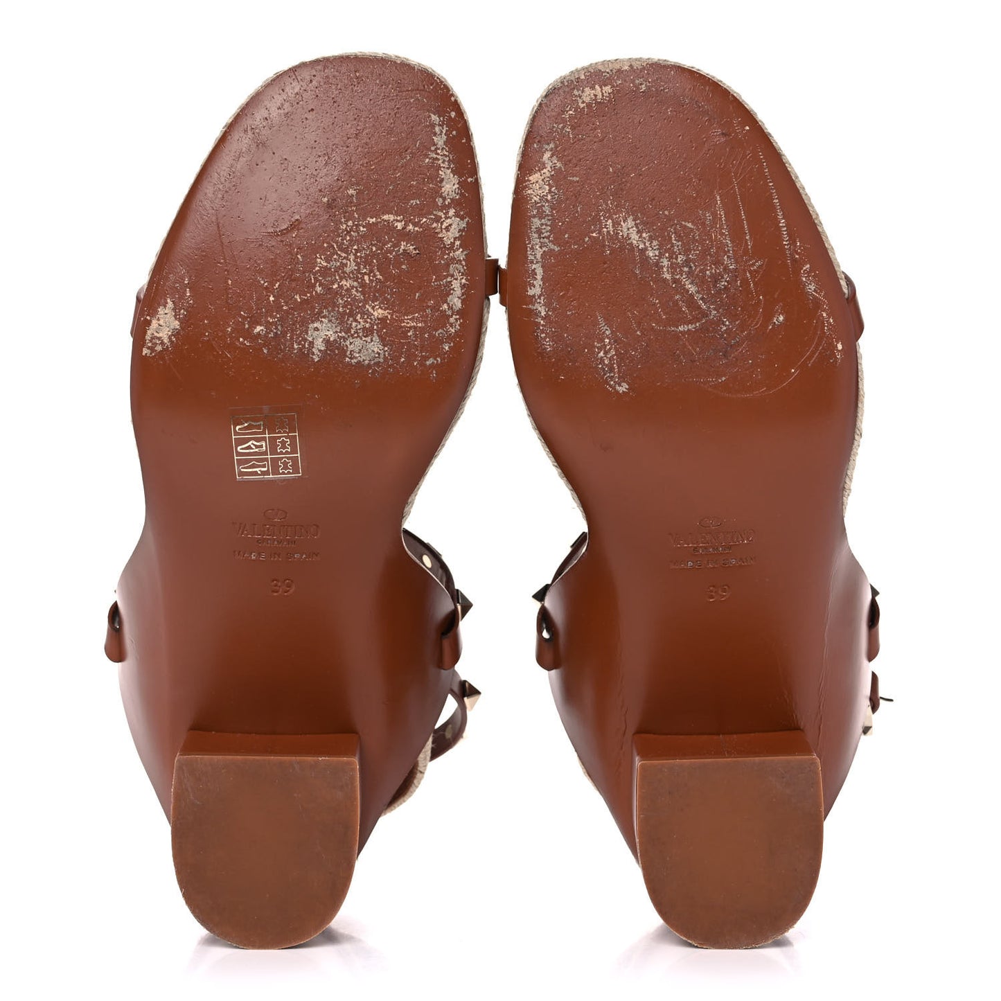 Calfskin Rockstud Ankle Strap Espadrille 10/60mm Sandals 39 Selleria