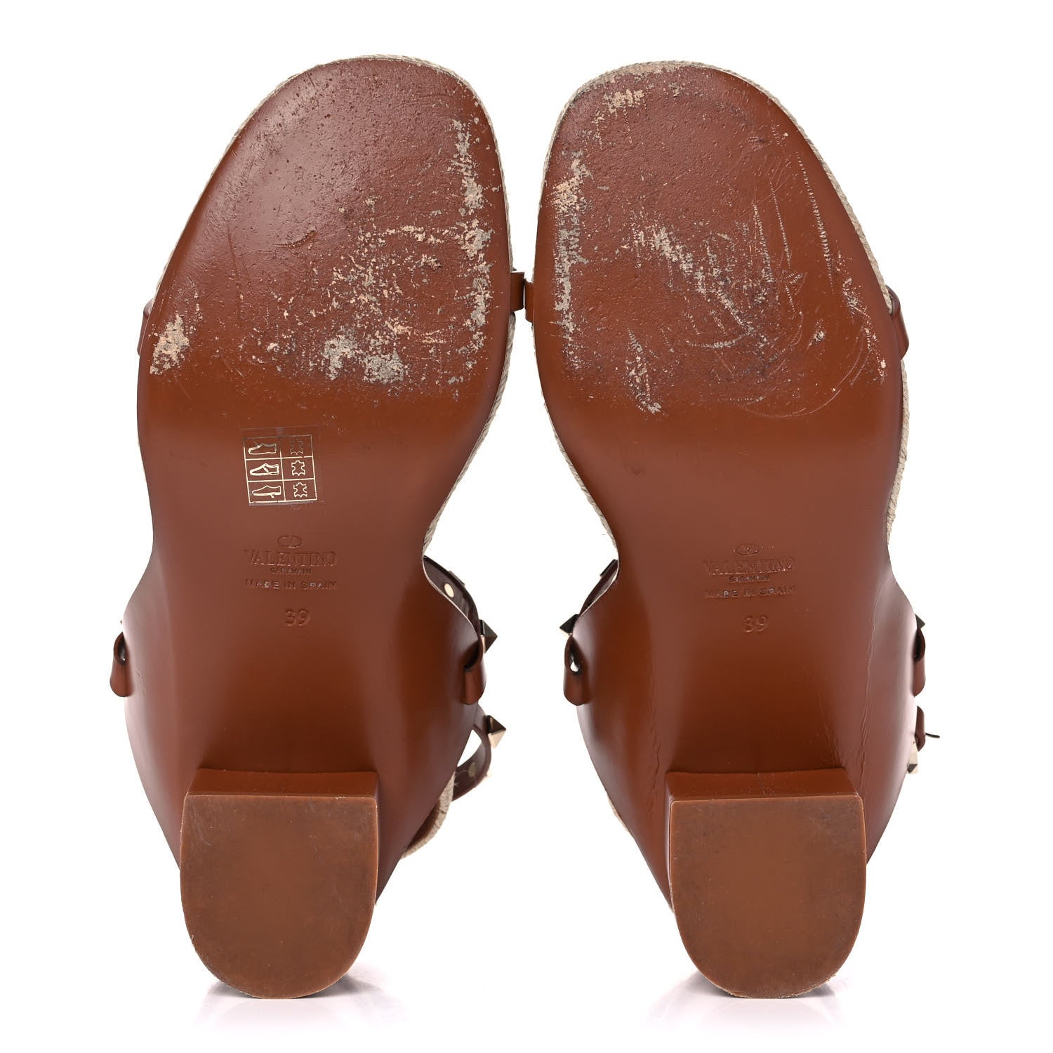 Valentino Garavani Calfskin Rockstud Ankle Strap Espadrille 10/60mm Sandals 39 Selleria 5 of 12
