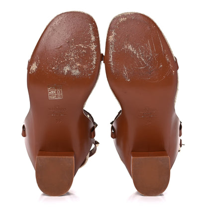 Valentino Garavani Calfskin Rockstud Ankle Strap Espadrille 10/60mm Sandals 39 Selleria 5 of 12