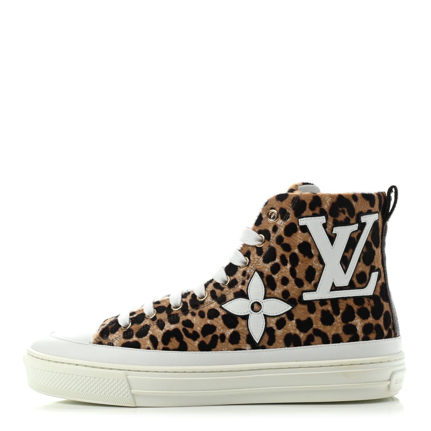 Pony Hair Leopard Print Calfskin Monogram Giant Stellar Sneaker Boots 38