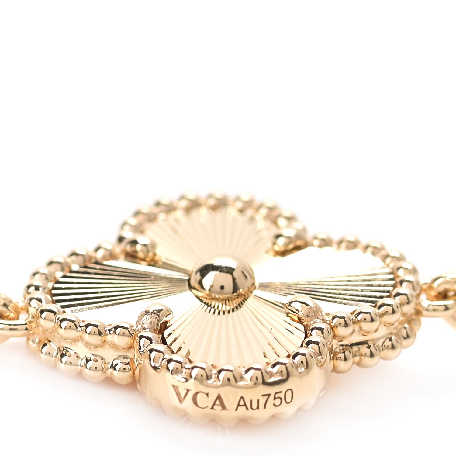 Van Cleef & Arpels 18K Yellow Gold 5 Motifs Guilloche Vintage Alhambra Bracelet 5 of 7
