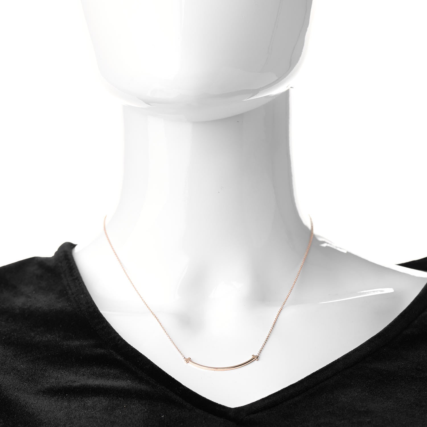 Tiffany 18K Rose Gold Small T Smile Pendant Necklace 2 of 5