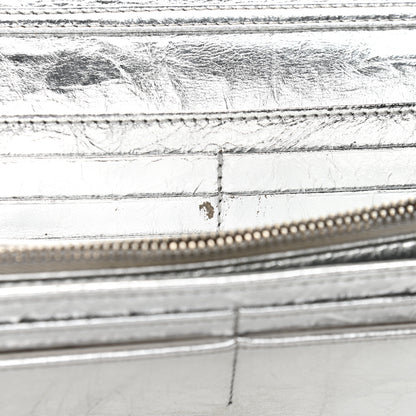 Christian Dior Metallic Crinkled Lambskin Diorama Croisiere Chain Wallet Silver 11 of 13