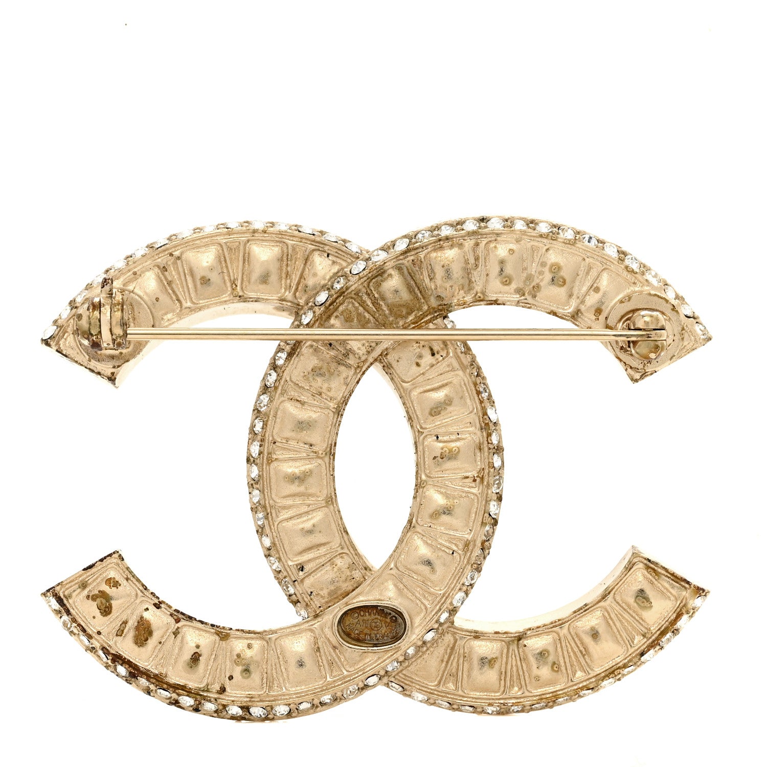 Chanel Baguette Crystal CC Brooch Gold 3 of 5