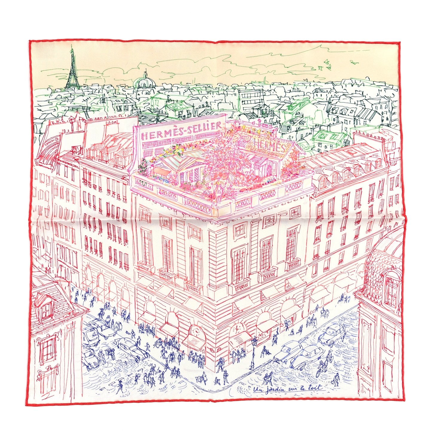 Silk Un Jardin Sur Le Toit Pocket Square Creme Rogue Multicolor