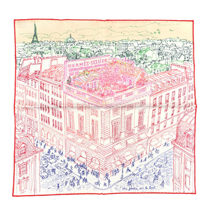 Hermes Silk Un Jardin Sur Le Toit Pocket Square Creme Rogue Multicolor 1 of 5