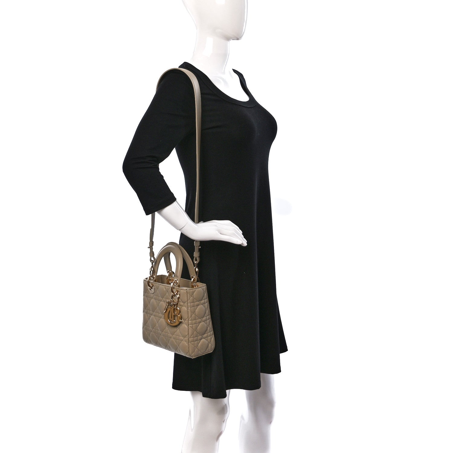 Christian Dior Calfskin Cannage Small My ABCDior Lady Dior Beige 2 of 17