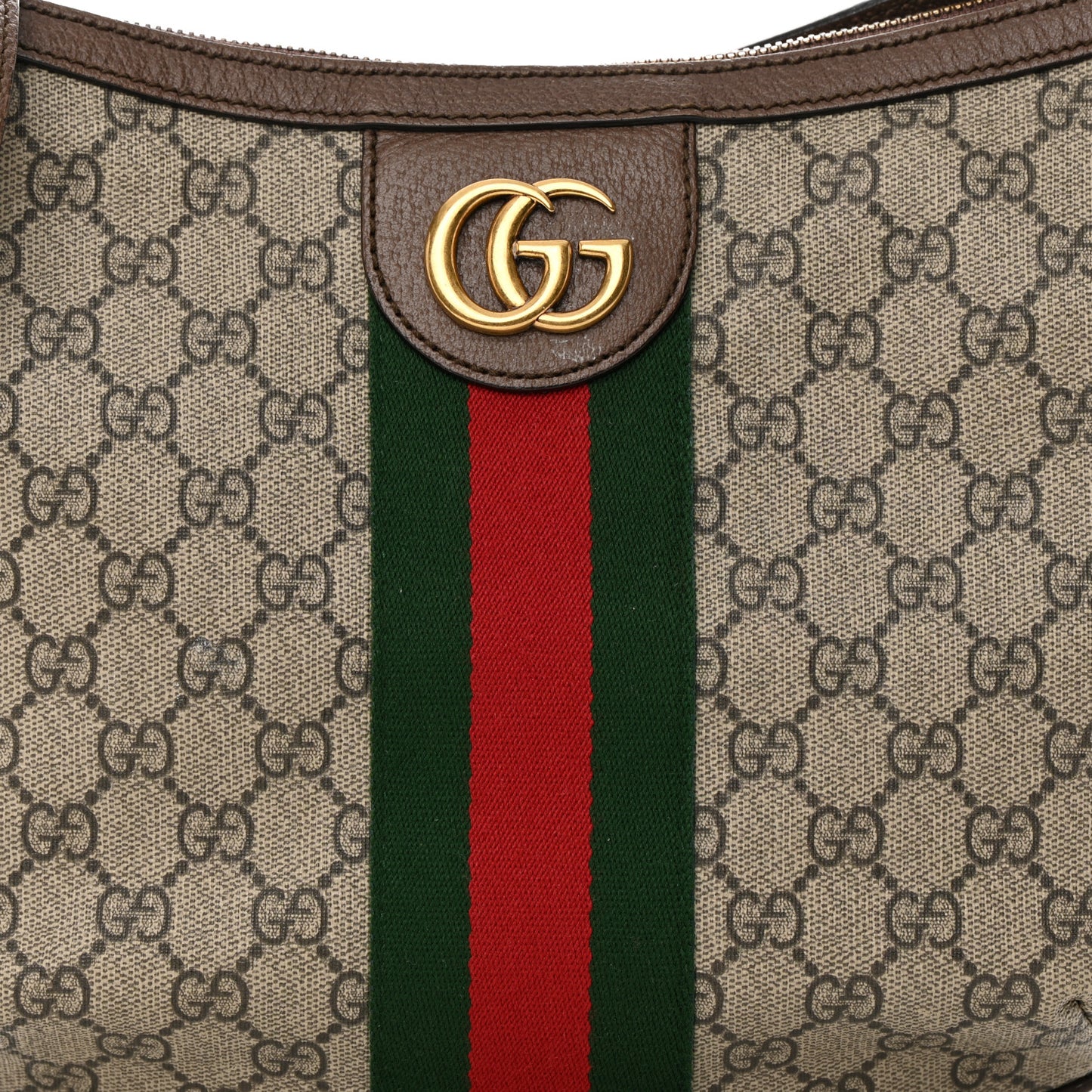 GG Supreme Monogram Web Small Ophidia Half Moon Hobo Brown
