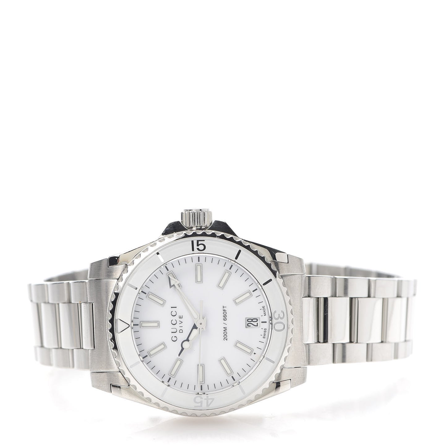 Stainless Steel 32mm Dive Quartz Watch White