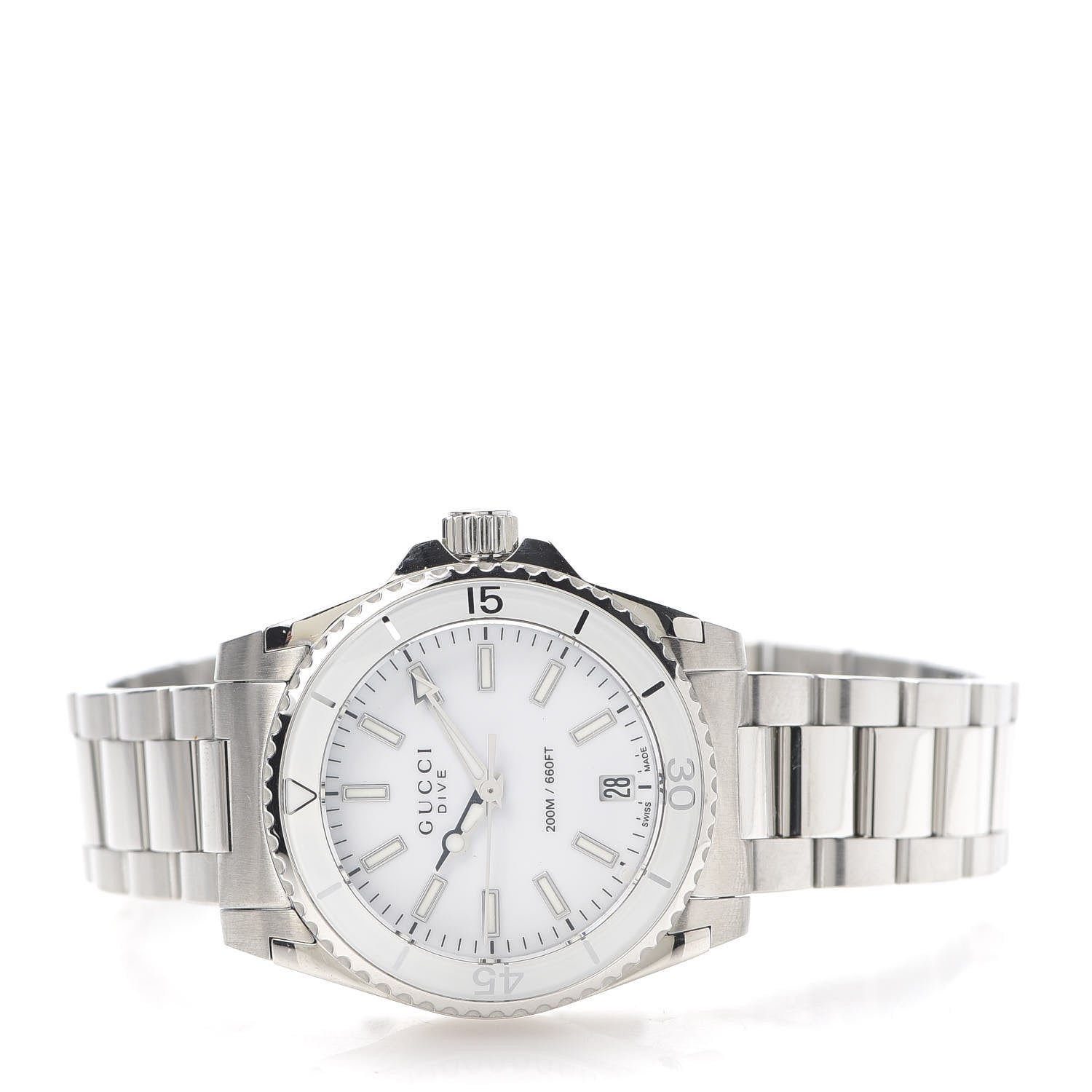 Gucci Stainless Steel 32mm Dive Quartz Watch White 3 of 6