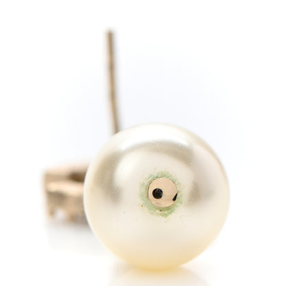 Chanel Crystal Pearl CC Drop Earrings Gold 4 of 6