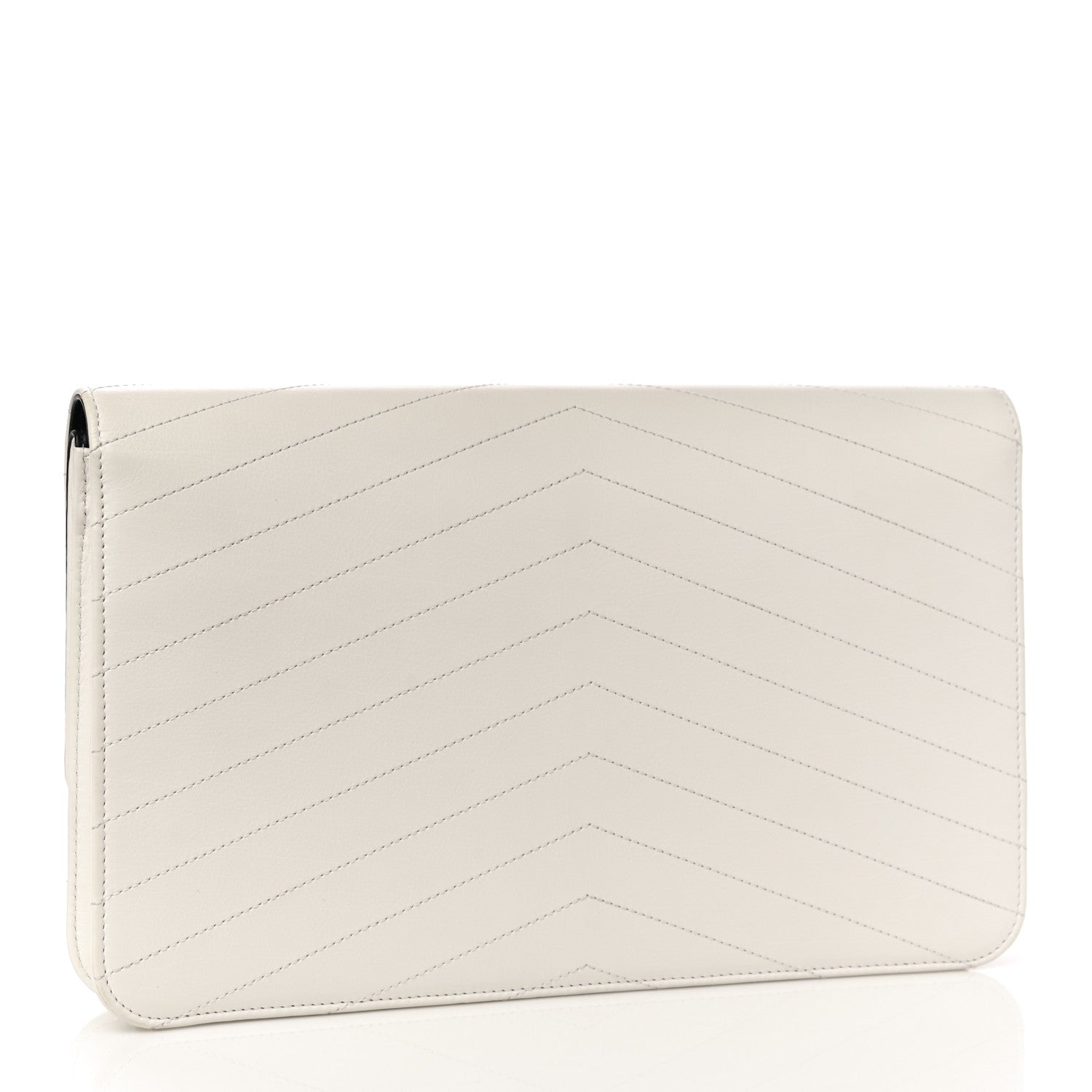 Chanel Calfskin Chevron Quilted Casual Trip Clutch White 3 of 10