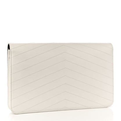 Chanel Calfskin Chevron Quilted Casual Trip Clutch White 3 of 10