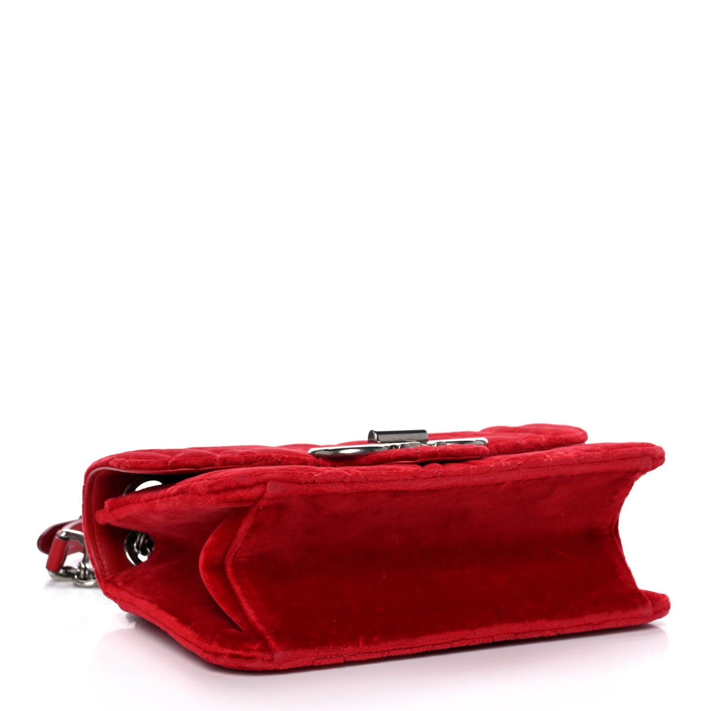 Velvet Quilted Gancini Flap Bag Red