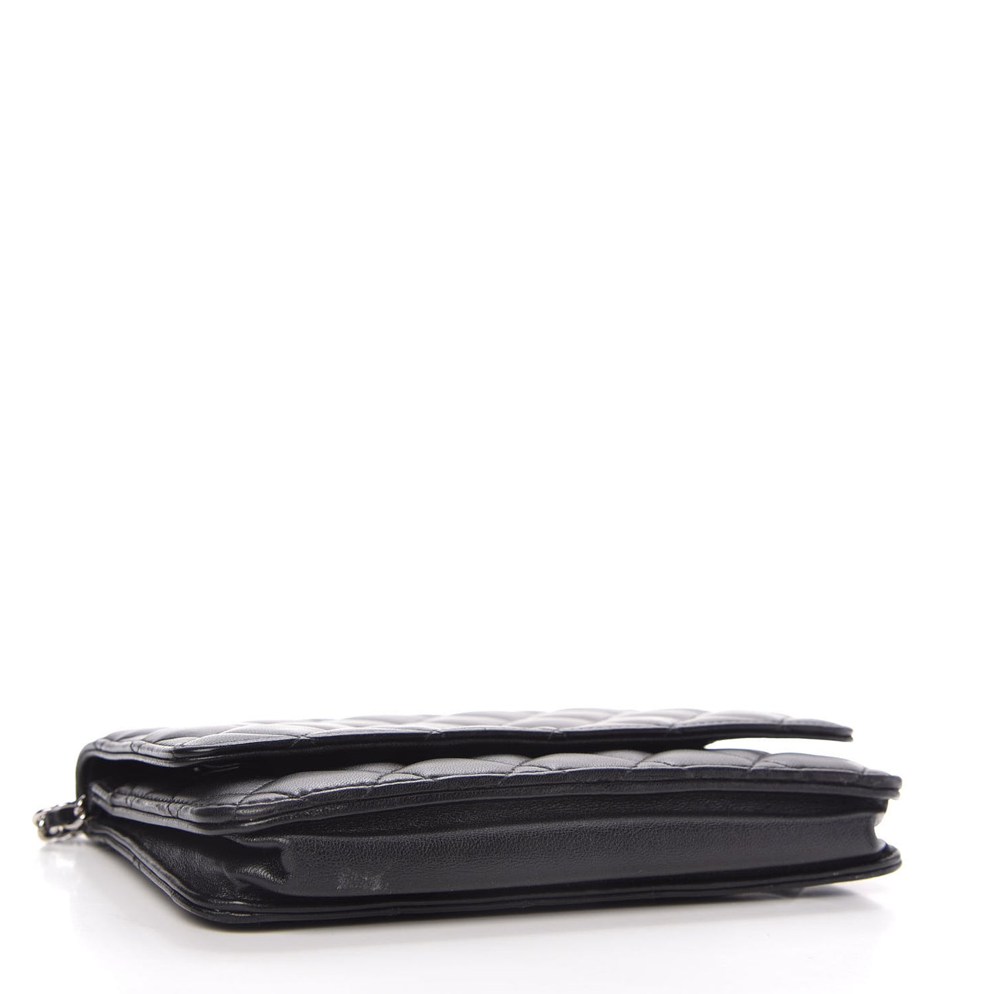 Lambskin Quilted Wallet On Chain WOC Black