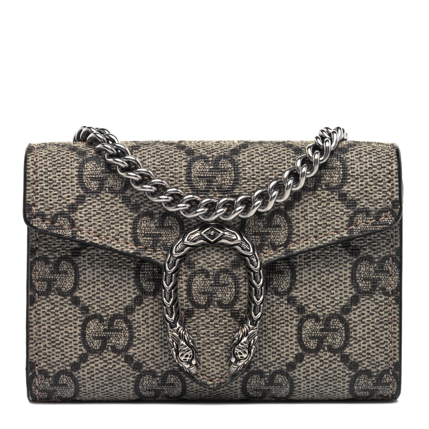 Gucci GG Supreme Monogram Dionysus Coin Purse Taupe 1 of 10