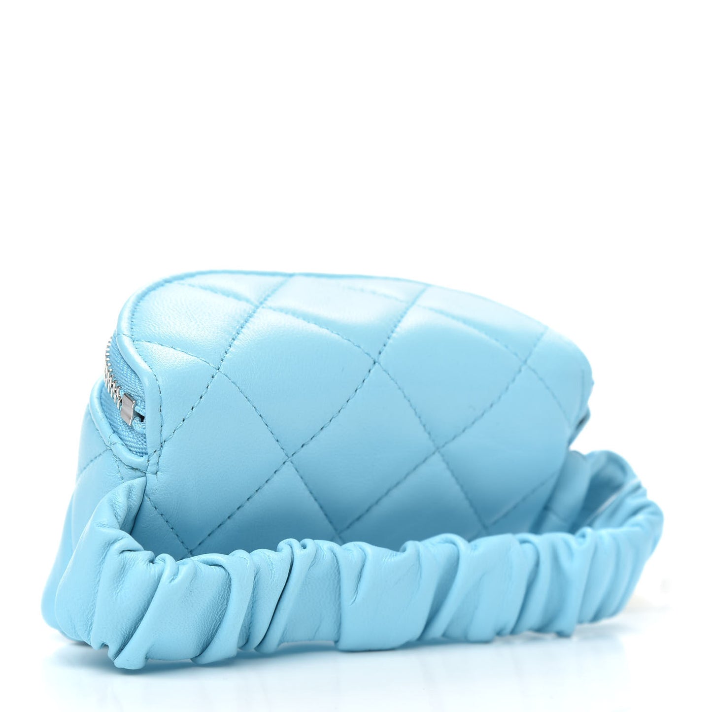 Lambskin Quilted Arm Coin Purse Neon Blue