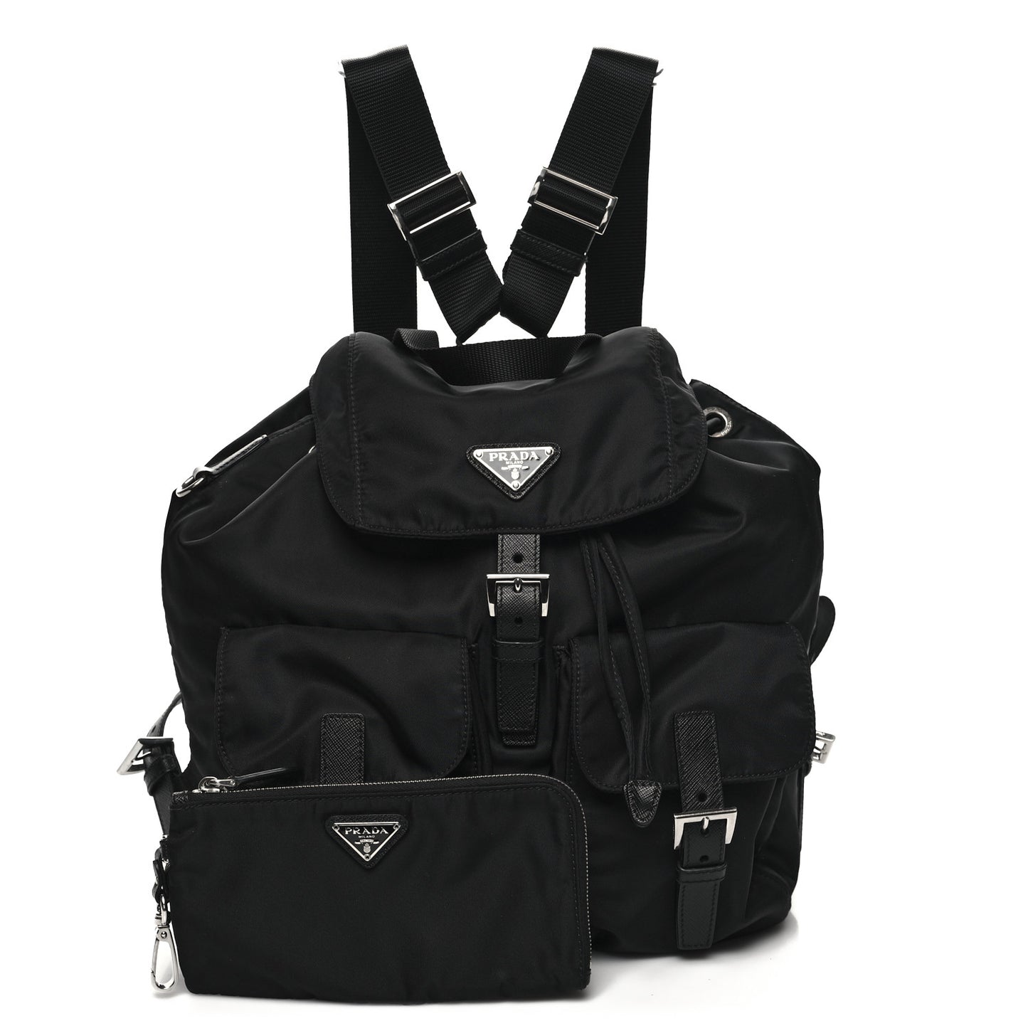 Re-Nylon Saffiano Medium Backpack Black