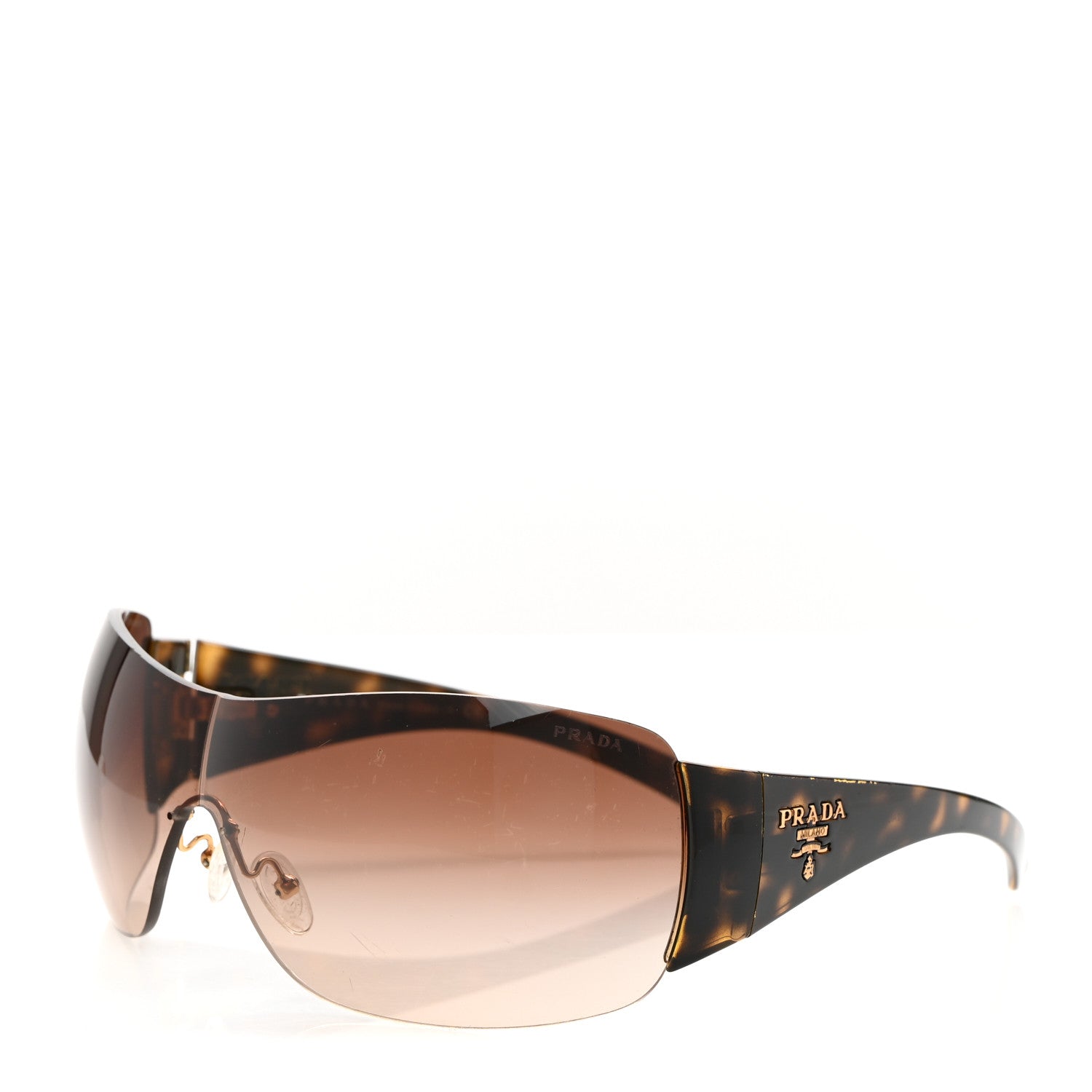 Prada Rimless Shield Sunglasses SPR 22M Tortoise 1 of 7