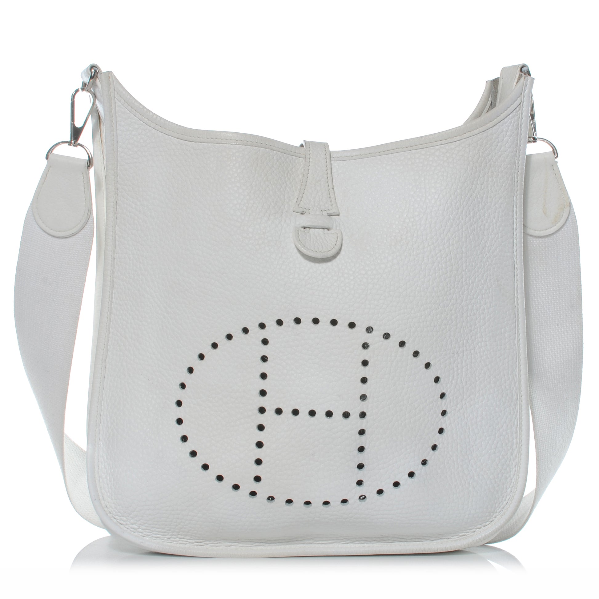 Hermes Taurillon Clemence Evelyne PM Blanc 1 of 7