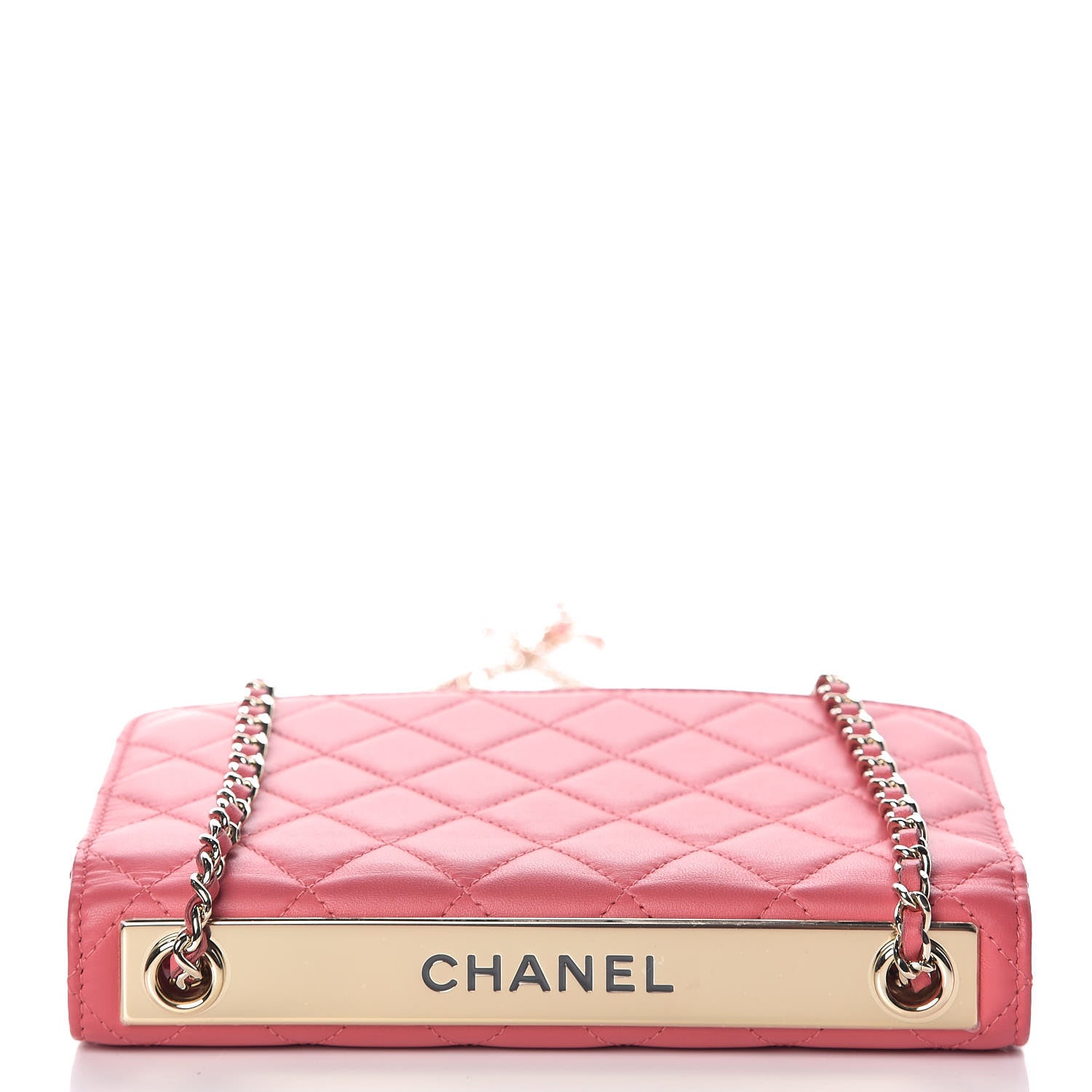 Chanel Lambskin Quilted Trendy CC Wallet On Chain WOC Bright Pink 12 of 13