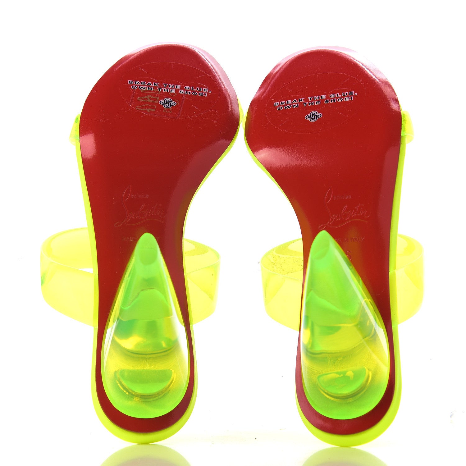Christian Louboutin PVC Ovida 85 Slide Sandals 36 Yellow 5 of 7