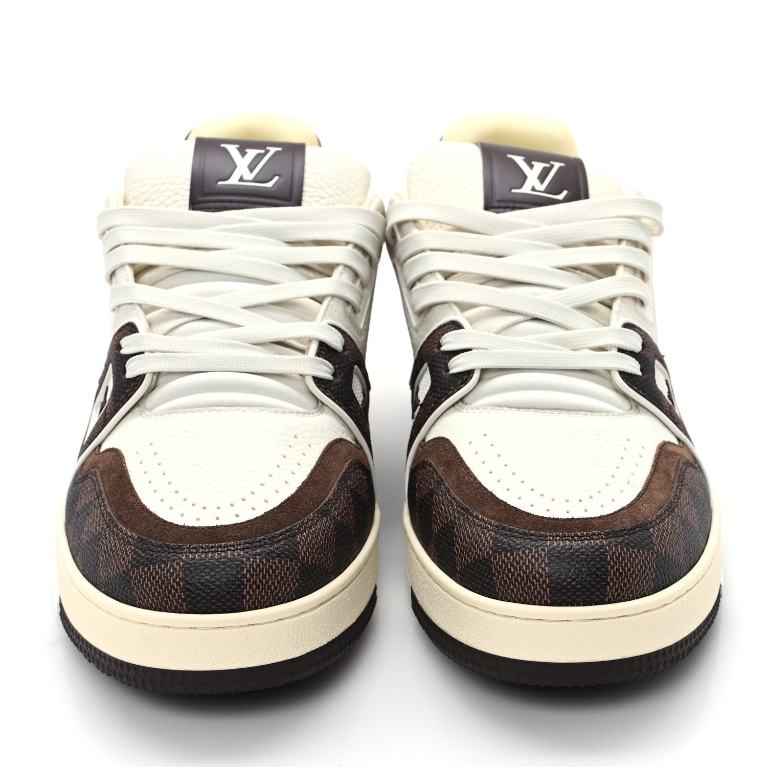 Louis Vuitton Grained Calfskin Damier Ebene Mens LV Trainer Sneakers 8 Moka Brown 3 of 10