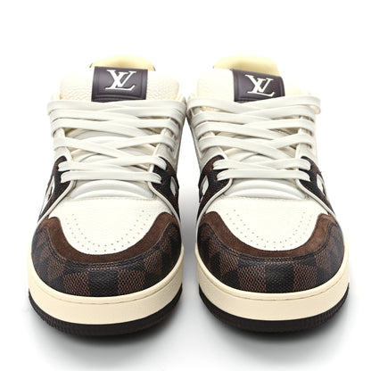 Louis Vuitton Grained Calfskin Damier Ebene Mens LV Trainer Sneakers 8 Moka Brown 3 of 10