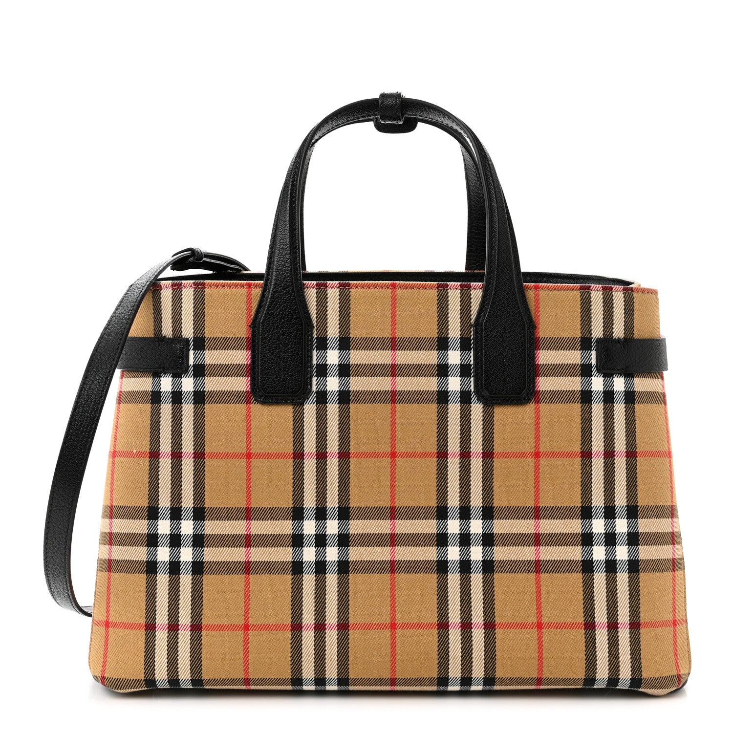 Burberry Goatskin Vintage Check Medium Banner Tote Black 1 of 15