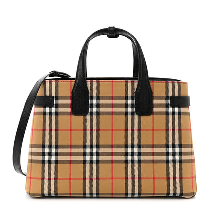 Burberry Goatskin Vintage Check Medium Banner Tote Black 1 of 15