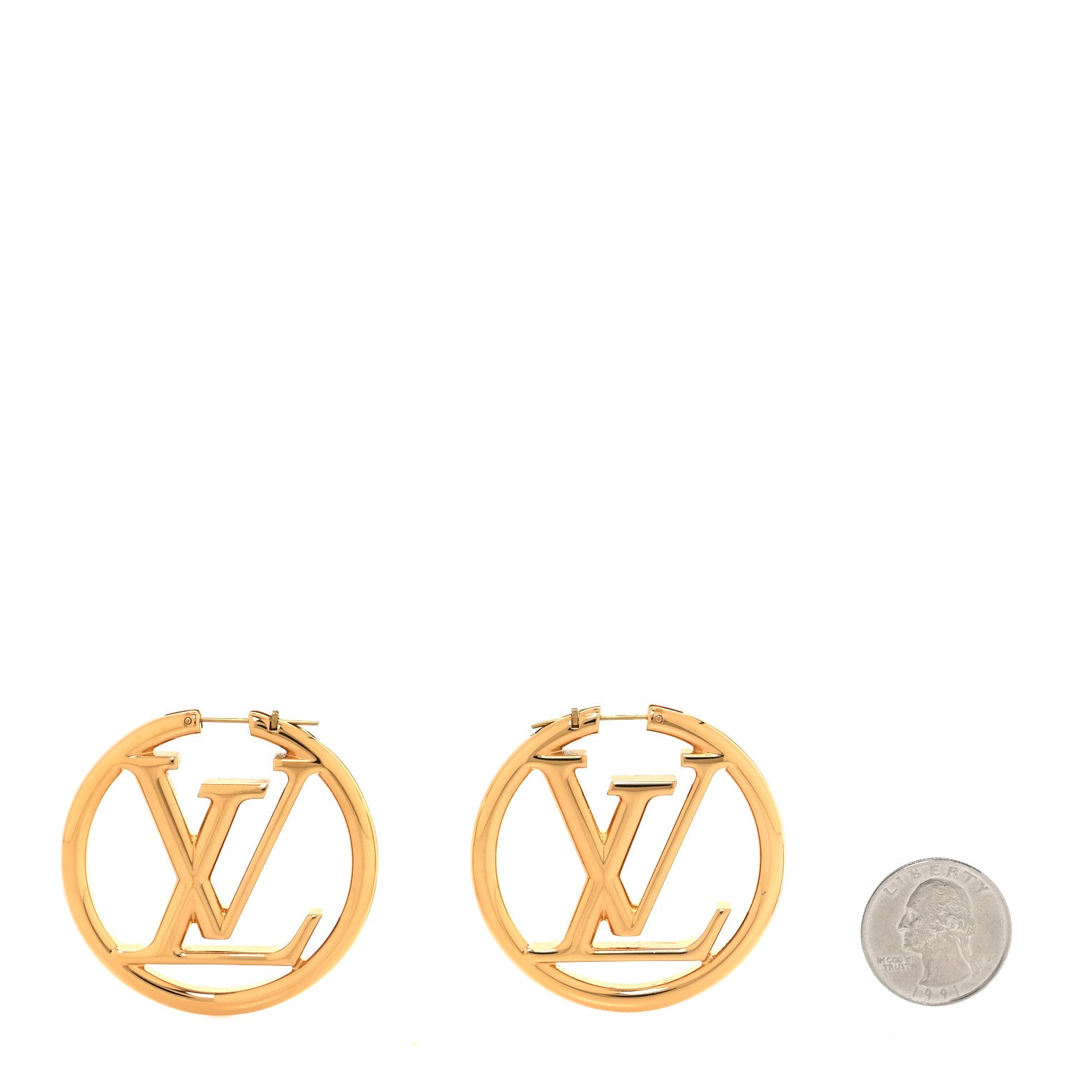 Louis Vuitton Metal Louise Hoop Earrings Gold 2 of 5