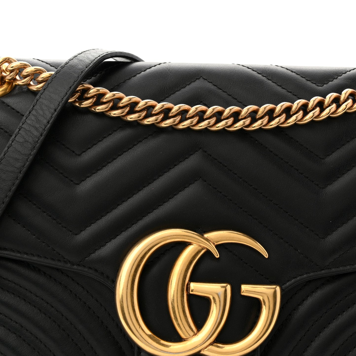 Calfskin Matelasse Medium GG Marmont Shoulder Bag Black