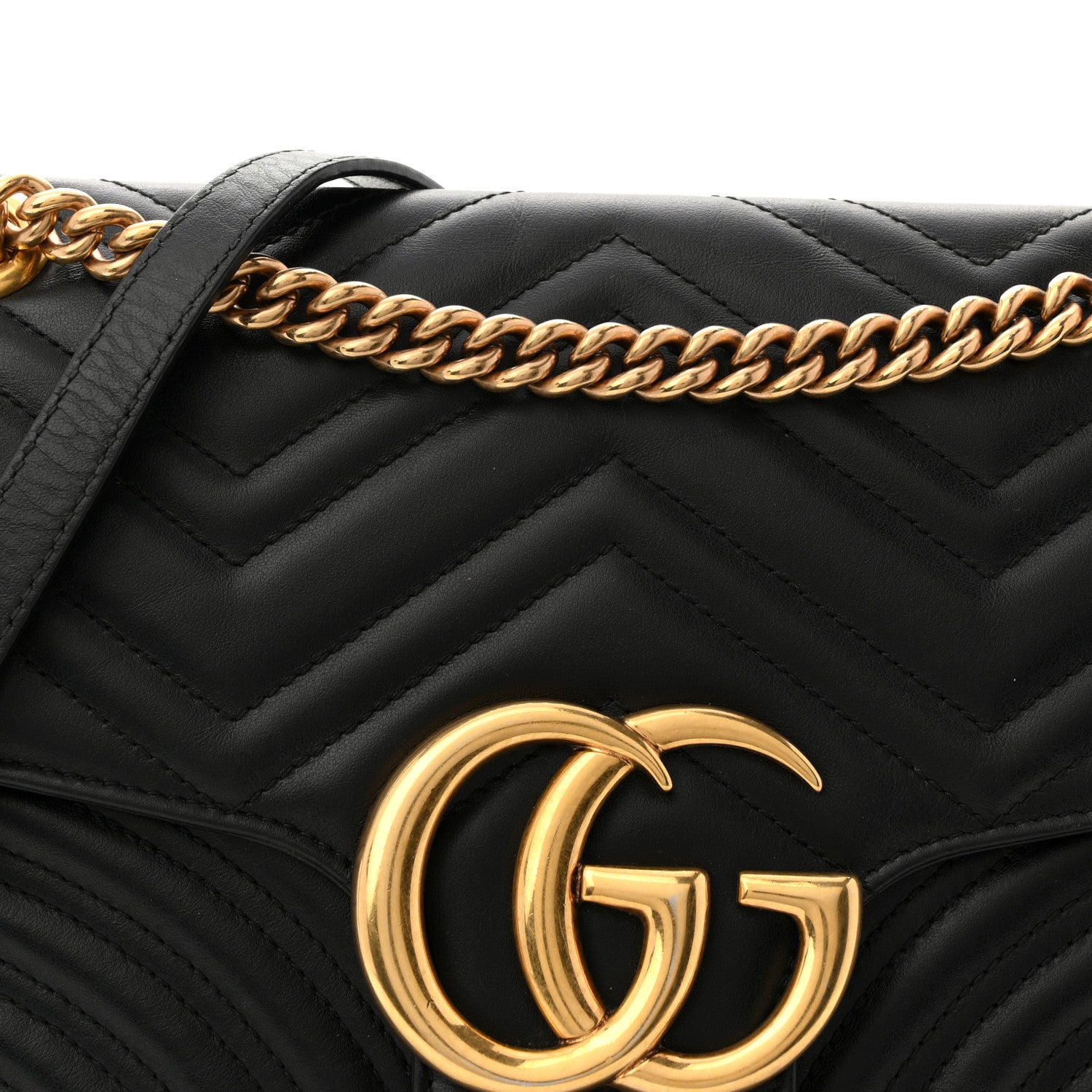 Gucci Calfskin Matelasse Medium GG Marmont Shoulder Bag Black 15 of 23