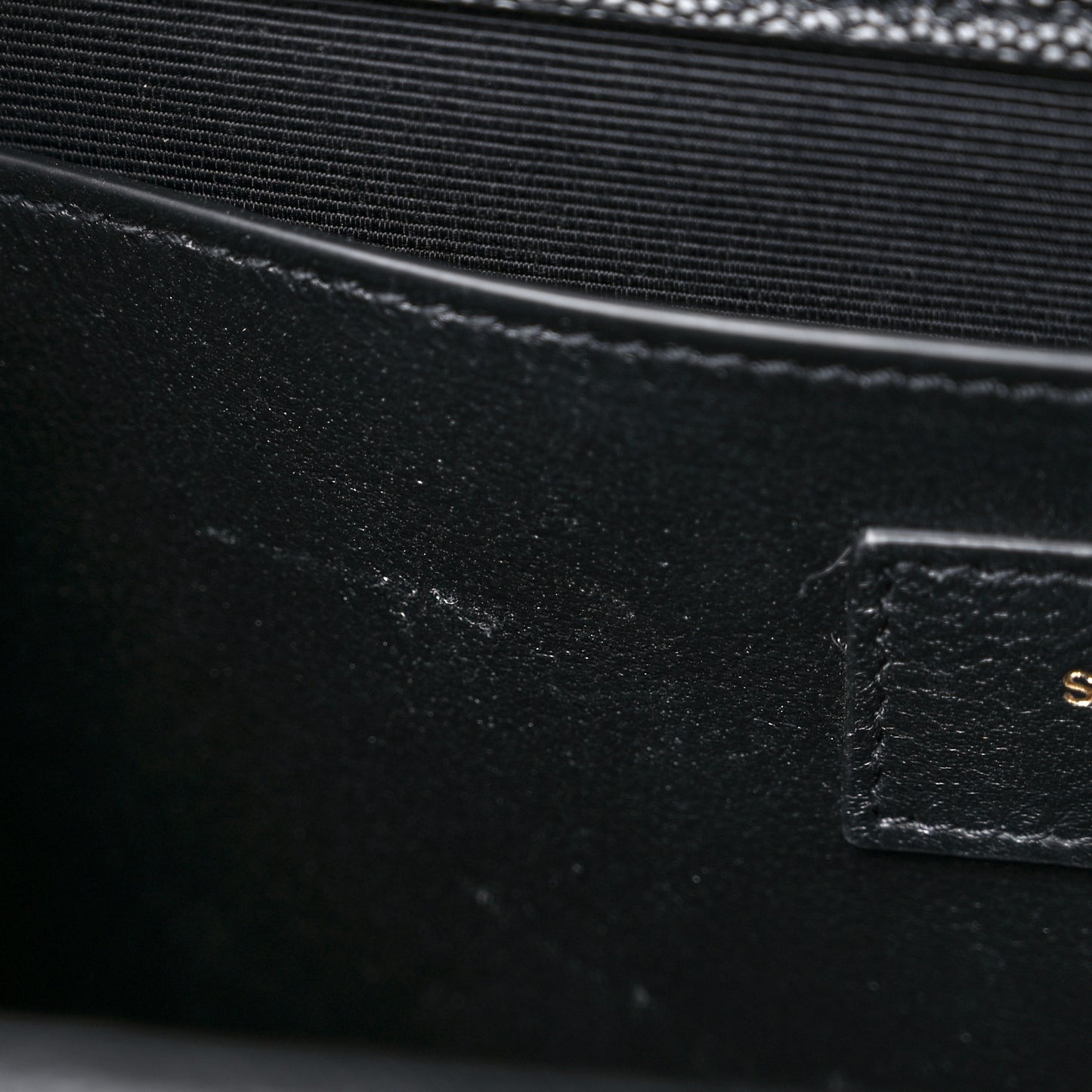 Grain De Poudre Textured Mixed Matelasse Triquilt Medium Monogram Satchel Black