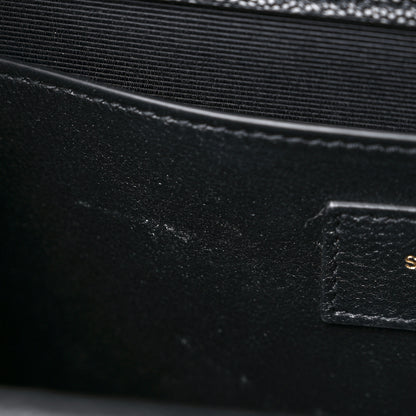 Saint Laurent Grain De Poudre Textured Mixed Matelasse Triquilt Medium Monogram Satchel Black 10 of 10