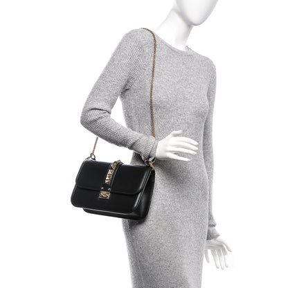 Valentino Garavani Vitello Medium Glam Lock Rockstud Flap Black 2 of 6